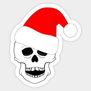 SKULL Christmas Hat. Sticker